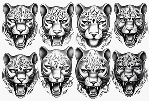 Panther with flames tattoo idea
