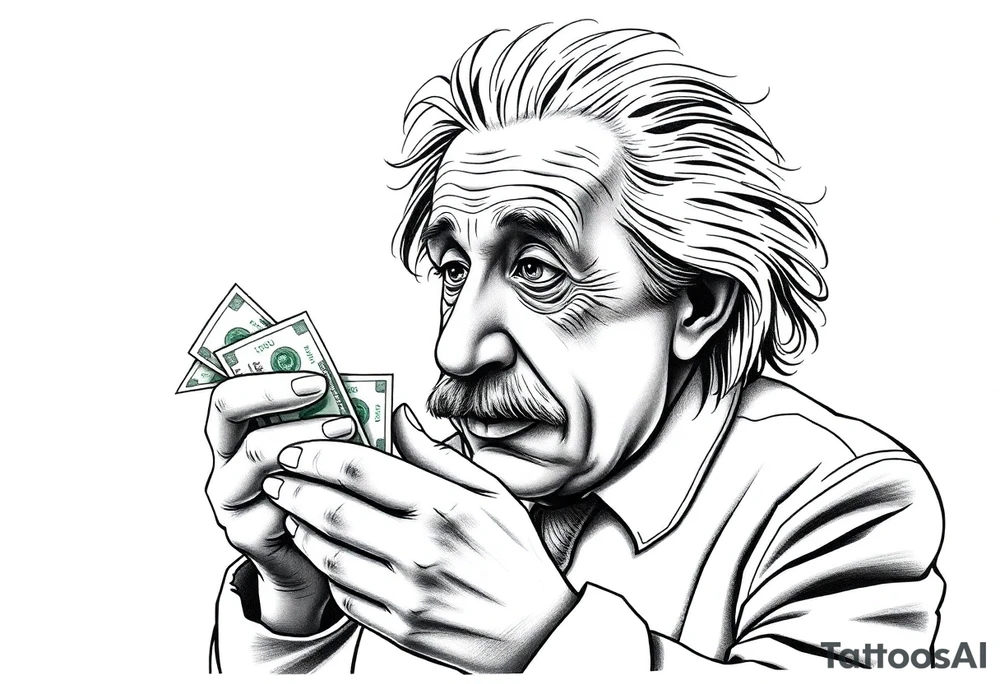 Einstein counting money tattoo idea