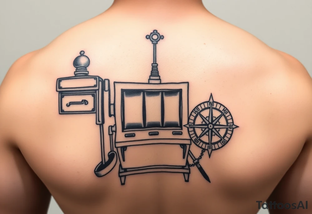 Slot machine and compass tattoo idea