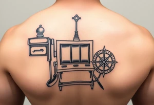 Slot machine and compass tattoo idea