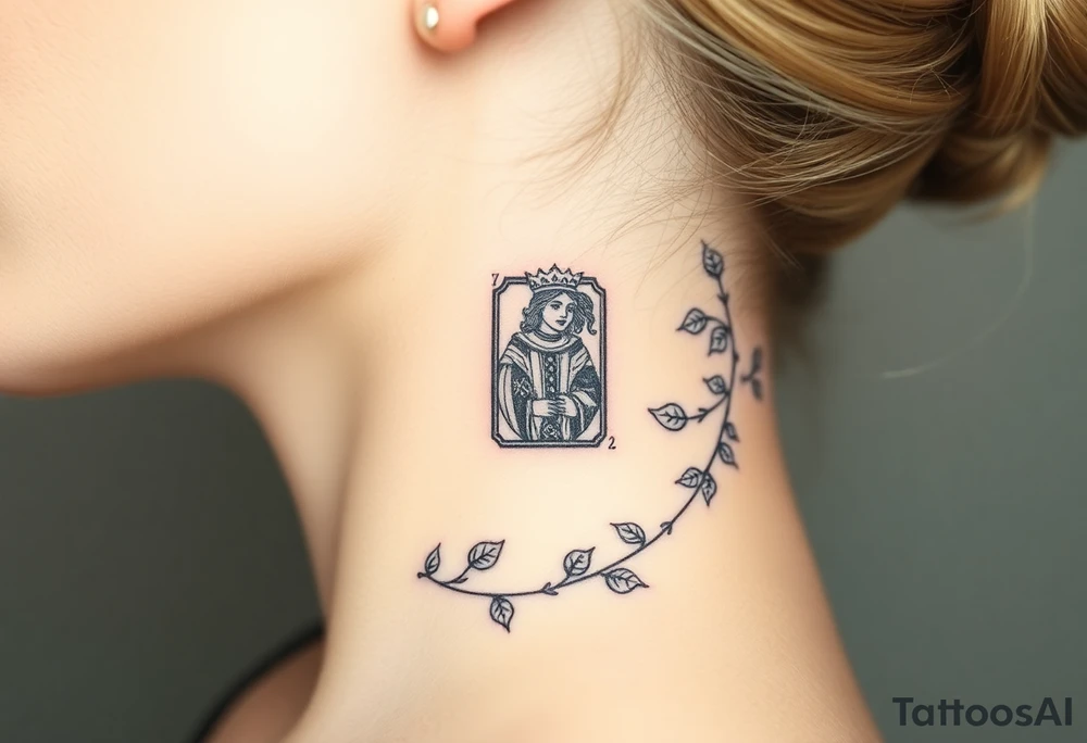 Queen of spades surrounded by ivy tattoo idea