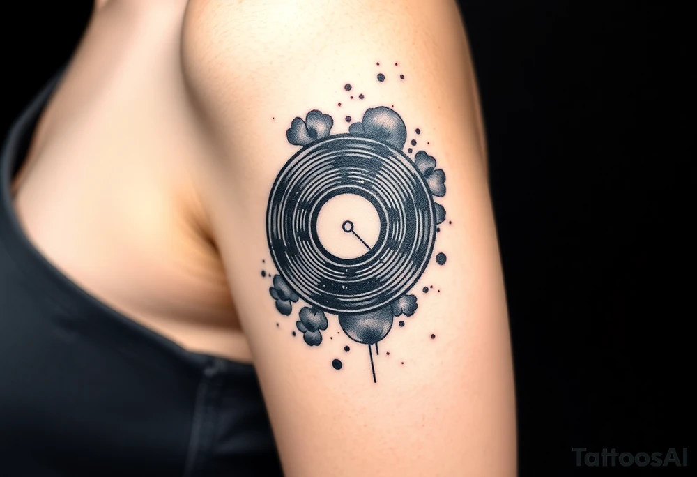 vinyl record and disco ball tattoo idea