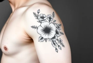 Floral Elements: Incorporate state flowers—bluebonnet (Texas), mountain laurel (Connecticut), and coast rhododendron (Washington
Arm sleeve shoulder to elbow tattoo idea