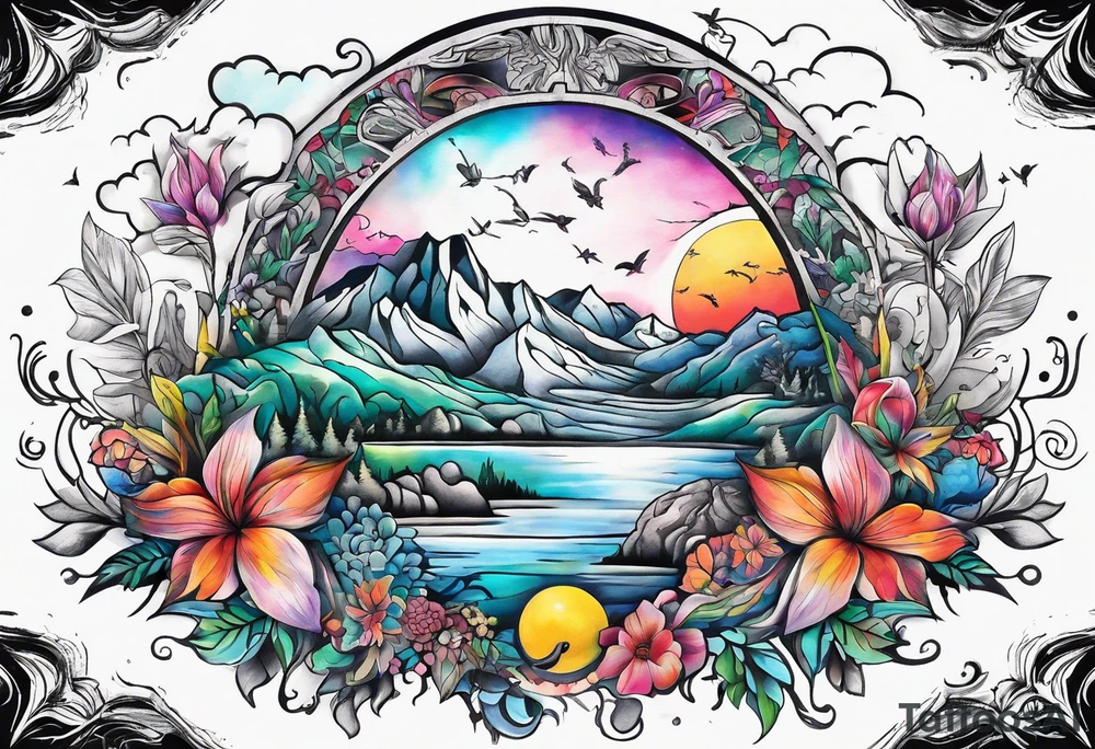 Nature themed full sleeve tattoo idea