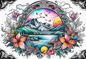 Nature themed full sleeve tattoo idea