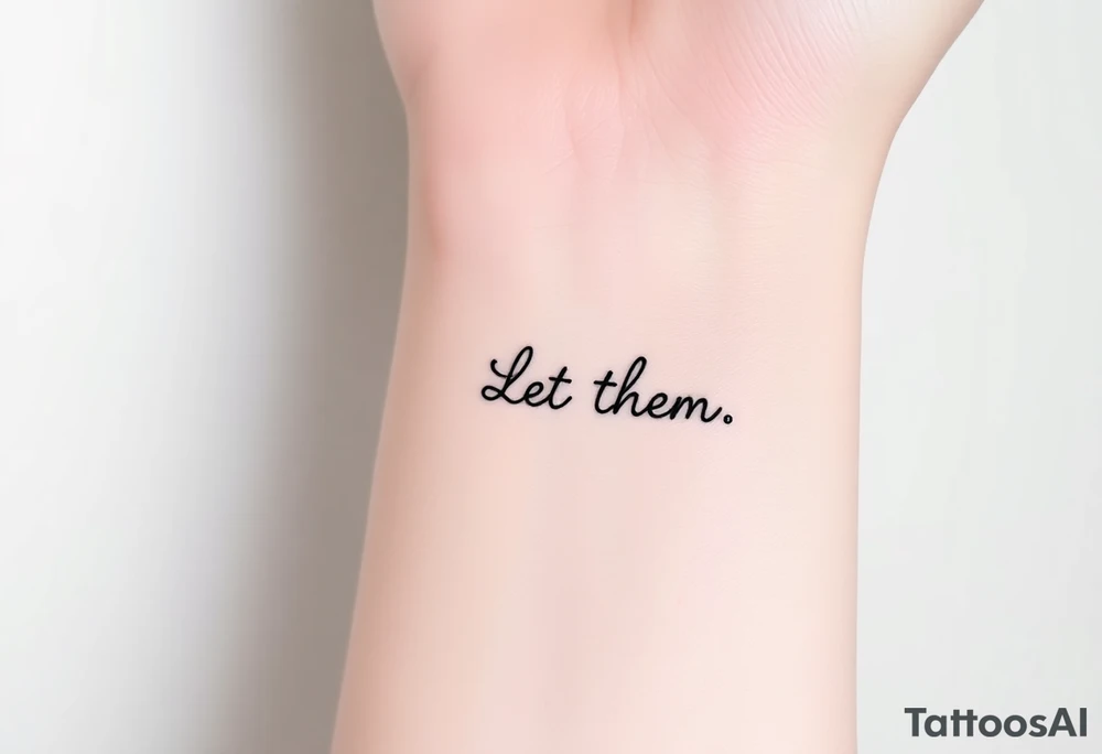 croissant de lune mystique avec le text Let Them tout en longeur tattoo idea