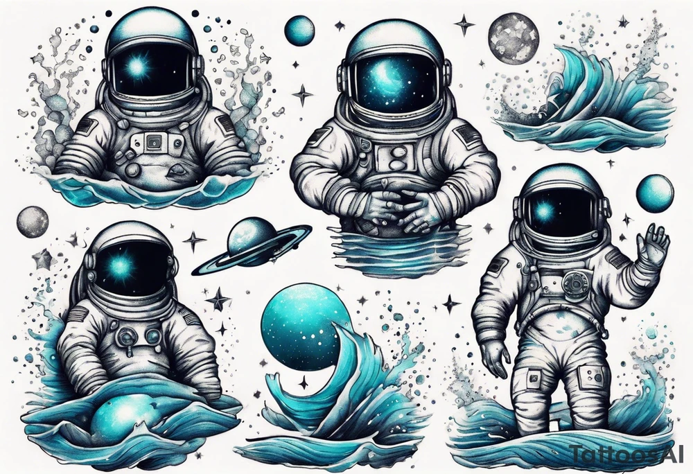 astronaut in the ocean tattoo idea