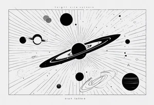 Solar system in straight vertical line in order from sun tattoo idea