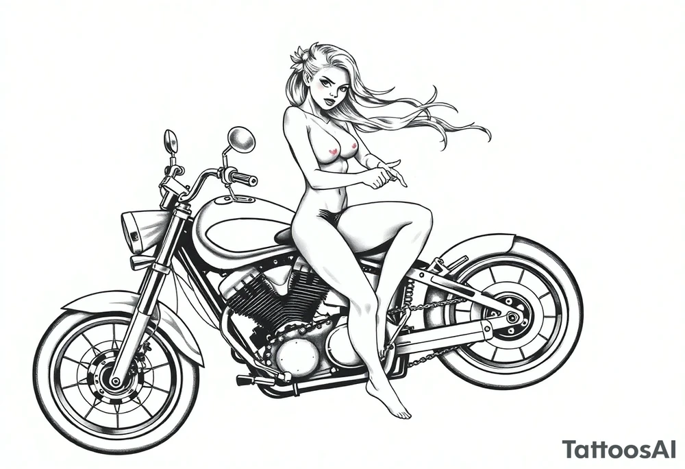 naked girl on motorcycle, slut, angry tattoo idea