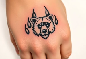 Bears paw with bear face in the middle tattoo idea