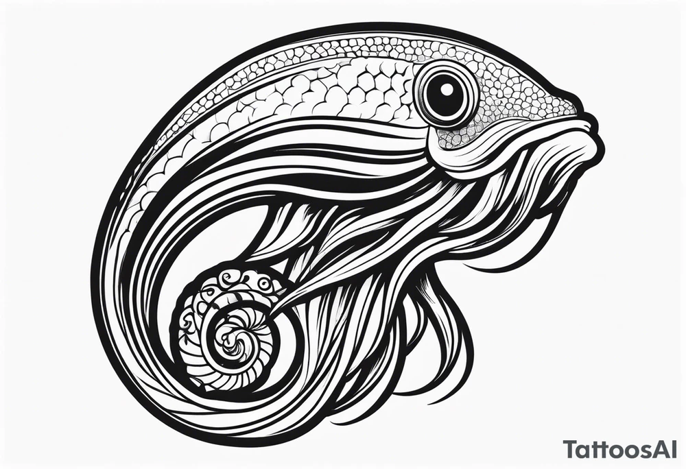 profile cuttlefish cephalopod with simple shape frame tattoo idea