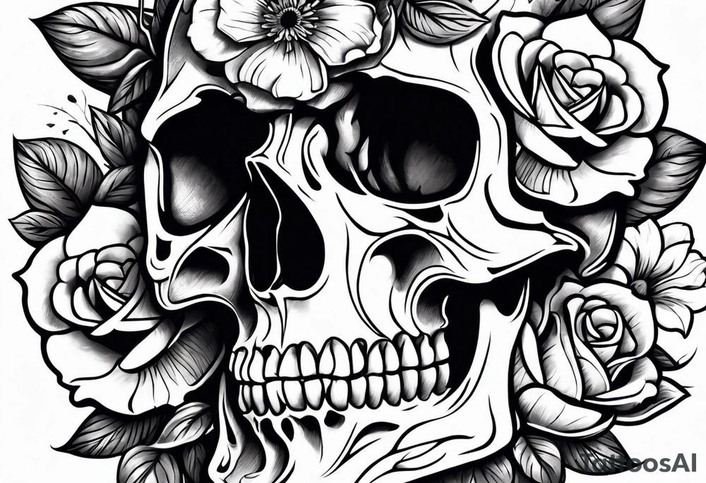 Skull and flowers tattoo idea