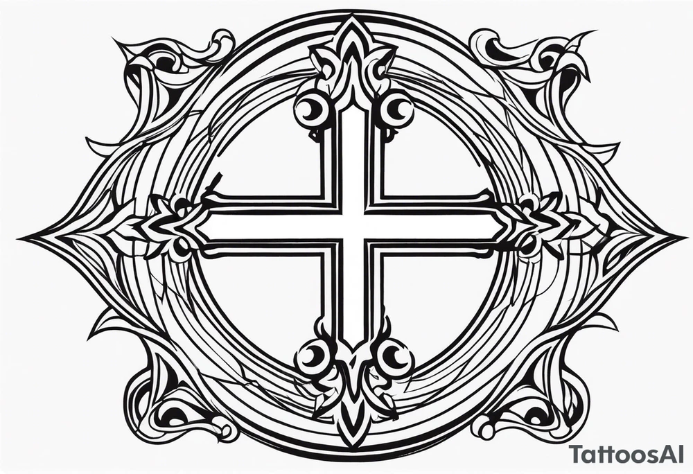 Simple cross tattoo with designs around it tattoo idea