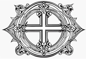 Simple cross tattoo with designs around it tattoo idea