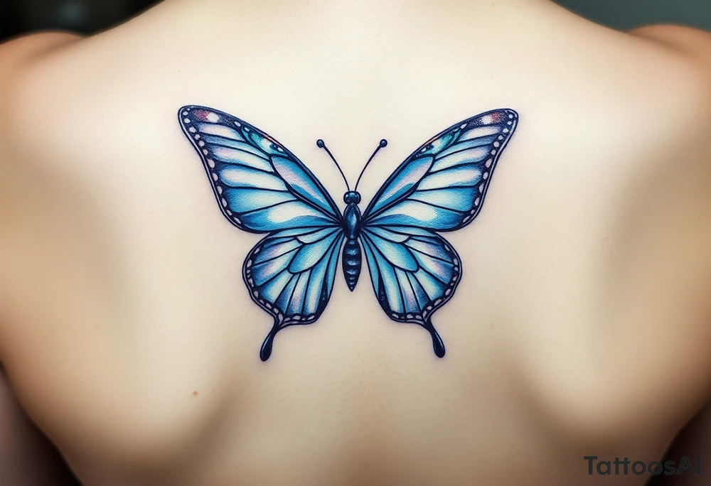 ethereal butterfly with flowing silk ribbons in moonlight tattoo idea