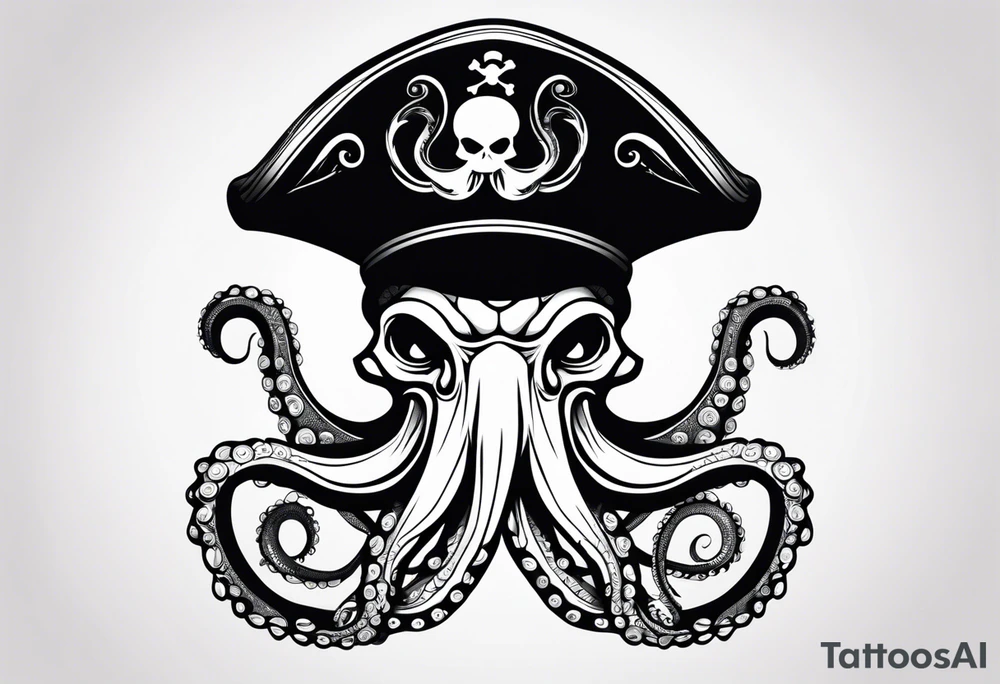 octopus wearing a pirate hat tattoo idea