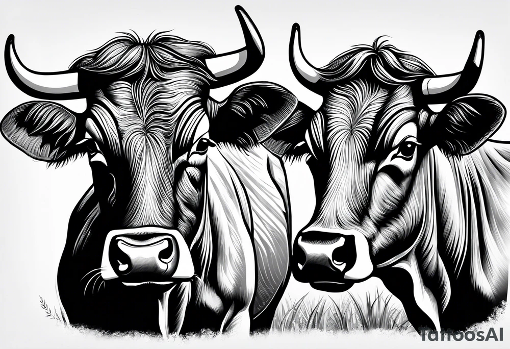 two fighting cow tattoo idea