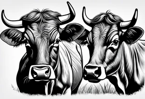 two fighting cow tattoo idea
