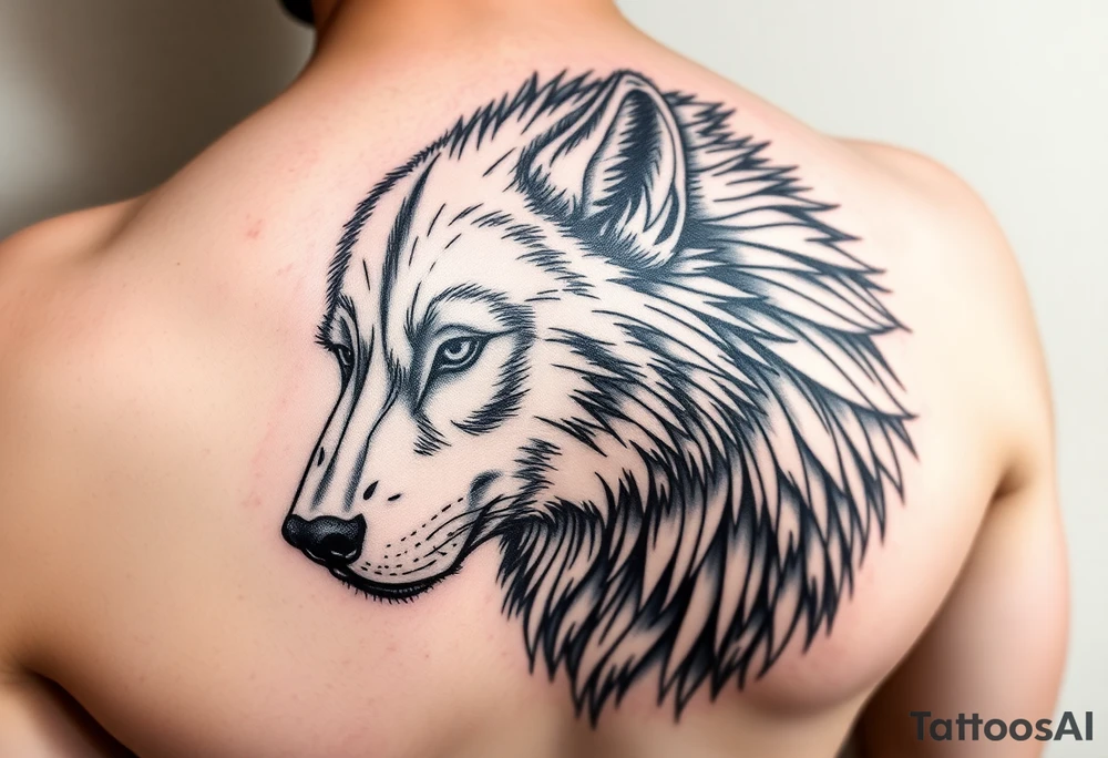 A solitary yet sublime and noble wolf and its progeny the face. for  left arm tattoo tattoo idea