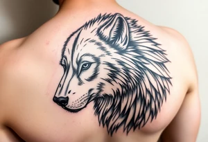 A solitary yet sublime and noble wolf and its progeny the face. for  left arm tattoo tattoo idea