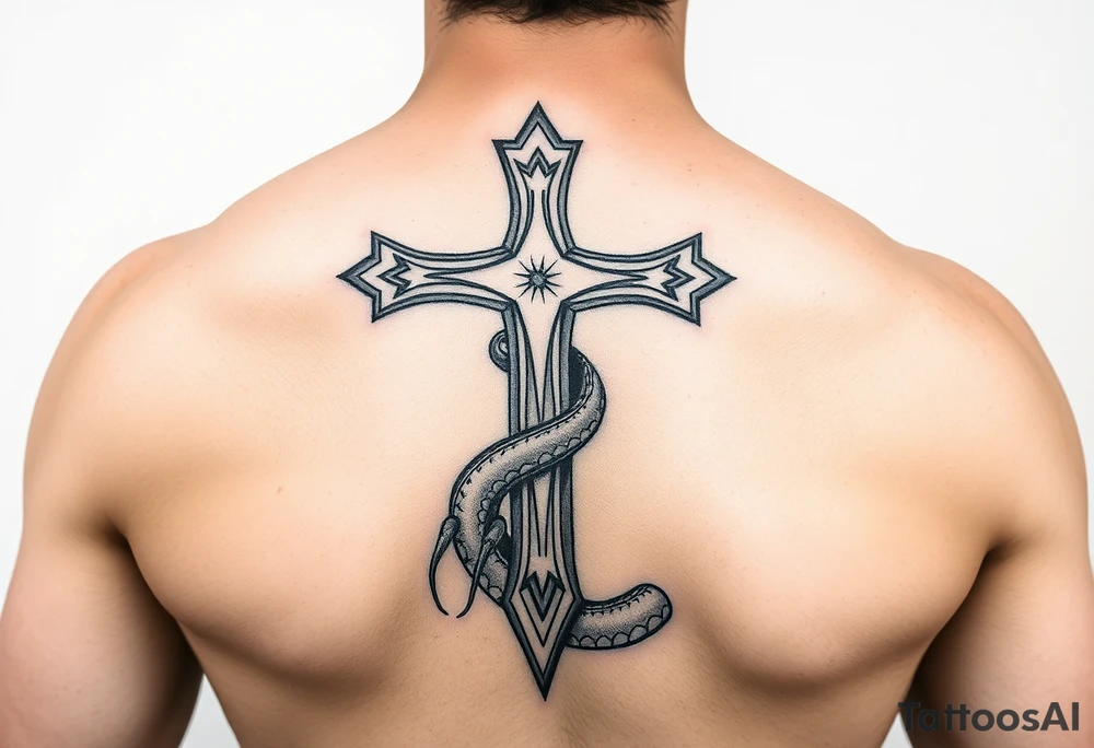 Cross slaying the snake tattoo idea