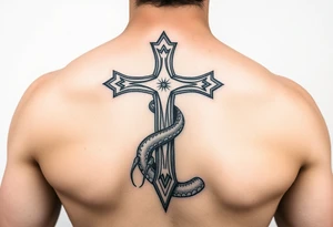 Cross slaying the snake tattoo idea