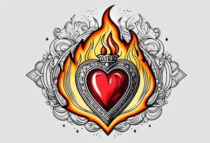 sacred heart vintage traditional tattoo flames tattoo idea