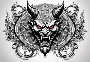 angry devil for a chest gothic style tattoo idea