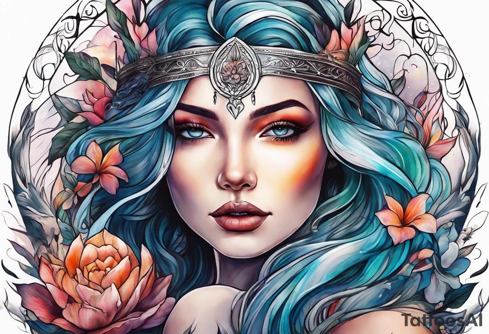Resurrection Beautiful woman rising from her dead self to inner peace and self-love tattoo idea