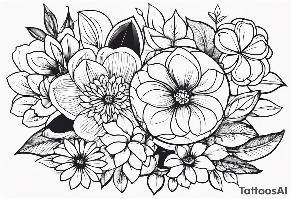 ornaments of flowers tattoo idea