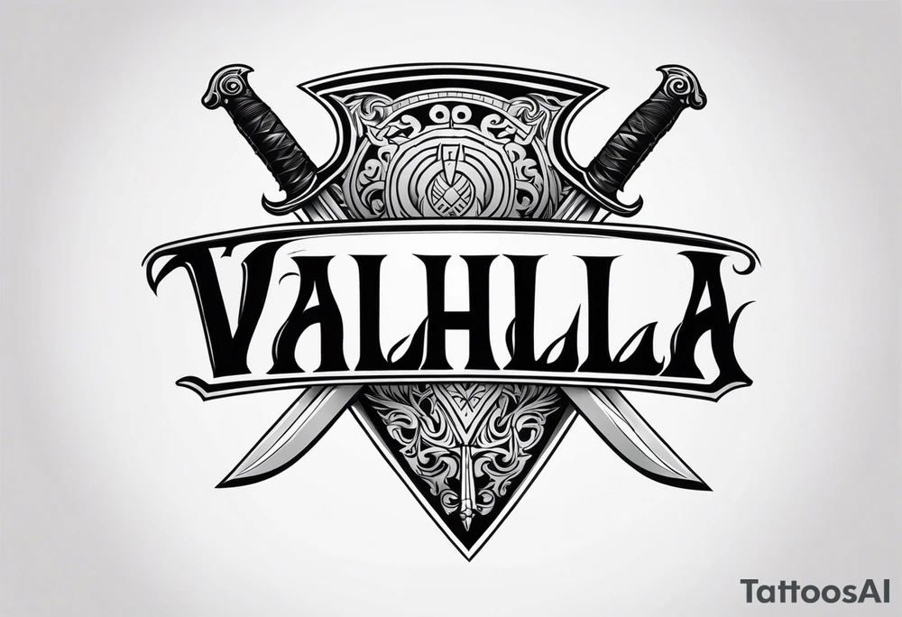 Valhalla sword shield tattoo idea