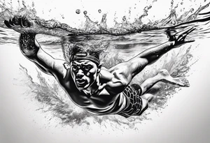 swimmer from underneath the water swimming crawl tattoo idea
