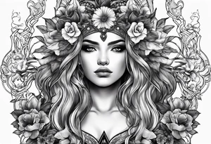 Oceane with a warrior and a beautiful garden tattoo idea