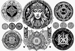 gods of Scandinavian mythology and runes tattoo idea