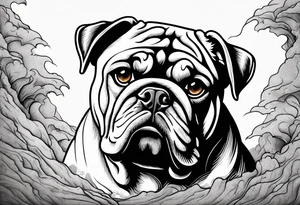 Abseiling bulldog sand blasting tattoo idea