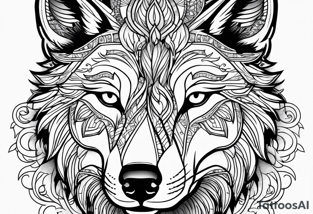 Wolf face, front on tattoo idea