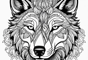 Wolf face, front on tattoo idea