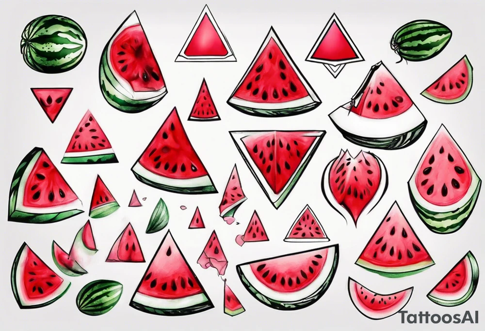 Red triangle watermelon tattoo idea