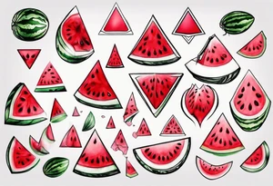 Red triangle watermelon tattoo idea