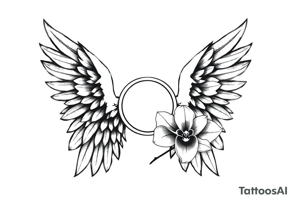 Wings with infinity loop inside and an orchid tattoo idea