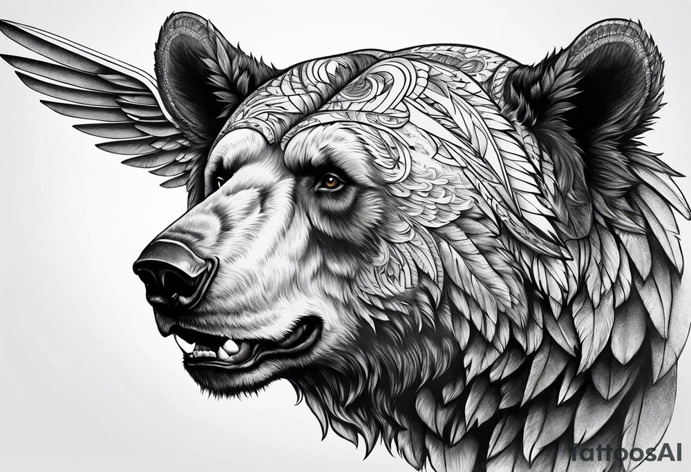 Winged bear tattoo idea