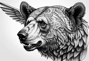 Winged bear tattoo idea