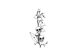 Lily of the valley tattoo vine wrap around with skulls in place of flower tattoo idea