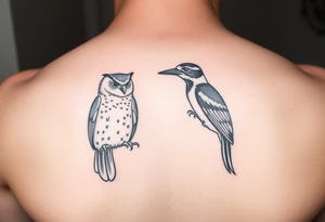 Owl and woody woodpecker tattoo idea