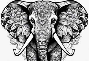 Elephant full back tattoo with flowers tattoo idea