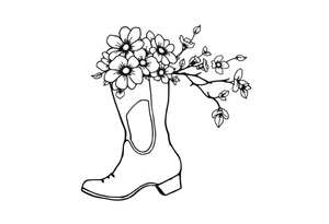 cow girl boot with flowers coming out of it tattoo idea