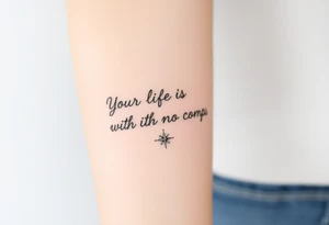 ‘Your life is a map with no compass’. With a small compass symbol tattoo idea