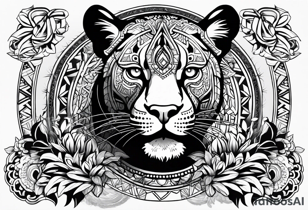 aztec black jaguar sitting tattoo idea