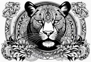 aztec black jaguar sitting tattoo idea