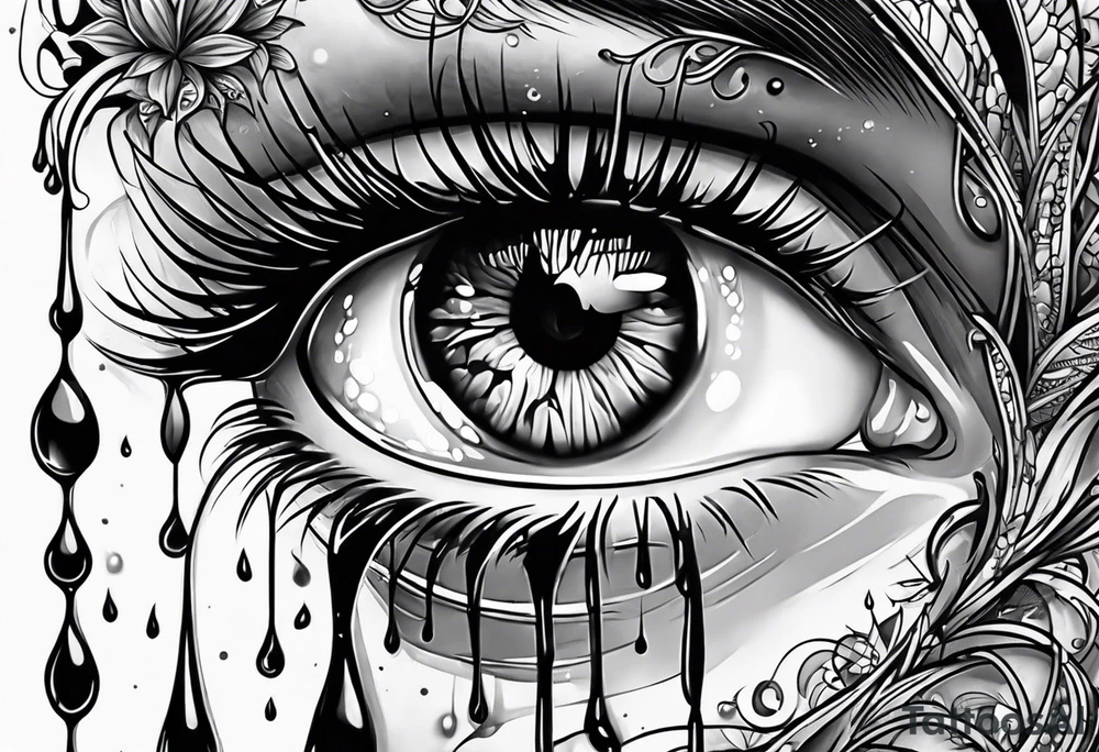 Eye melting with wax drips tattoo idea